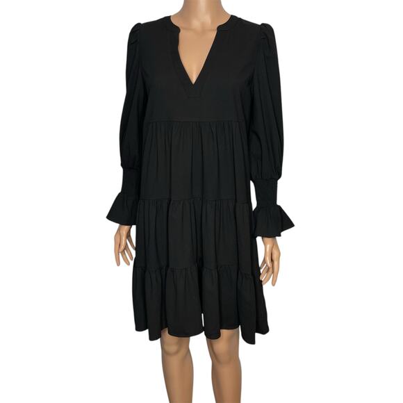 Tuckernuck Pomander Place Kenzo Crepe Long Sleeve Mini Dress size S Black - Picture 2 of 9